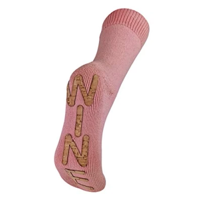 Image of Sock Snob Womens Ladies Thick Thermal Fleece Lined Novelty Wine Soft Slipper Socks Rose Size UK 4 6.5