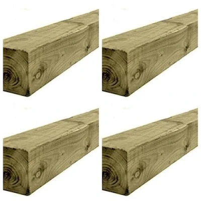 Image of Wooden Fence Post 75x75mm (3x3 Inch) Tanalised Treated Timber 1.5m Long (5ft) Pack of 4