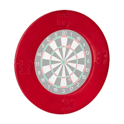 Image of Relaxdays Darts Catchring R7, 4 Piece, Safety Surround for 45 cm Dartboards, Wall Protection, EVA, Ø 72 cm, Red