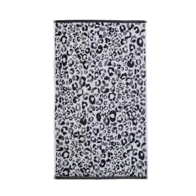 Image of Fusion Black Animal Print Hand Towel (50 x 90cm) 100% Cotton Cheetah/Leopard Paw Safari Zoo &amp; White Towel/Small Towel/Head Bathroom Accessory