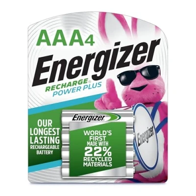 Image of Energizer Rechargeable AAA Batteries, Recharge Power Plus Triple A Battery Pre Charged, 4 Count