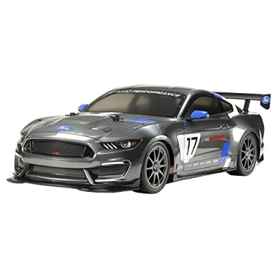 Image of TAMIYA Ford 58664 1:10 RC Mustang GT4 TT 02 Remote Controlled Car/Vehicle Model Building Kit Hobby Assembly, Grey
