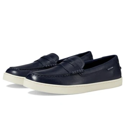 Image of Cole Haan Men&#039;s Pinch Weekender Penny Textured Loafer, Navy Blazer Pebbled Leather/Ivory, 12 UK