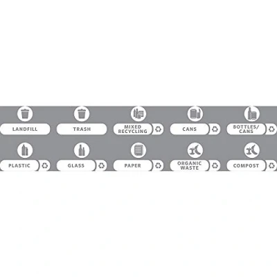 Image of Rubbermaid Slim Jim Recycling Station Label Kit (10 x 1 Sticker Of Each Recyclable Type) German 2057736
