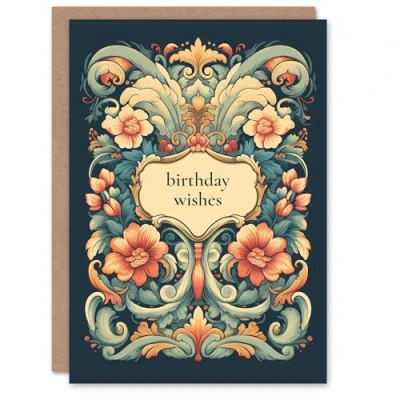 Image of Artery8 Birthday Greeting Card Flower Floral Ornate Pattern Wishes For Her