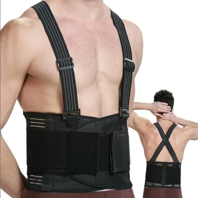 Image of Neotech Care Adjustable Back Support Belt with Removable Braces (Charcoal Colour, Size S)