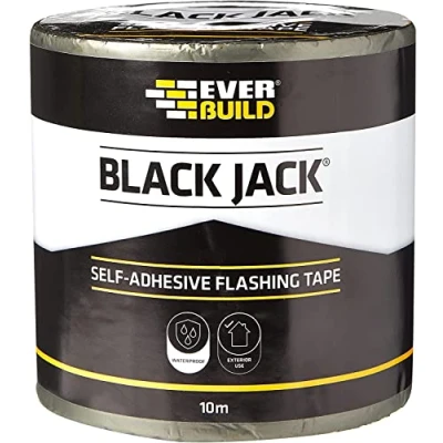 Image of Everbuild Black Jack Strong Self Adhesive Flashing Tape Natural Lead Look Finish 150mm x 10m
