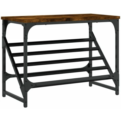 Image of vidaXL Shoe Rack Smoked Oak 60x30x45 cm Engineered Wood