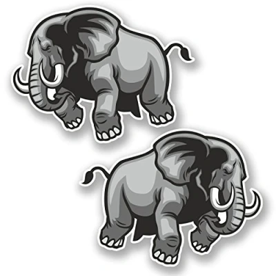 Image of 2 x Elephant Vinyl Sticker Bike Laptop Helmet Car Fun Animal #5606 (10cm Wide 7.5cm Tall)