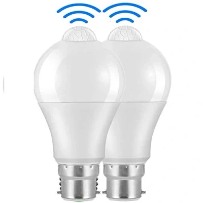 Image of Powstro LED Smart Motion Light Bulbs B22 PIR Sensor Bulb 12W Cool White 6000K Auto On/Off Night Lamp for Stairs, Garage, Corridor, Walkway, Yard, Hallway, Patio, Carport (2 Pack)