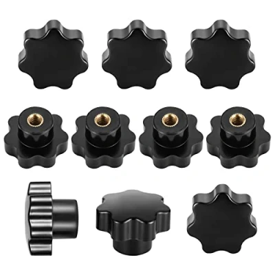 Image of LANER 10PCS M6 Black Plastic Star Shape Head Female Thread Clamping Knob Handle Nuts Grip for Machine Tool, Threaded Thumbscrew Knurled Knobs