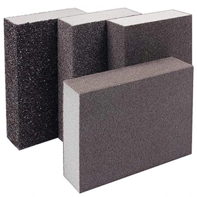 Image of Sanding Block 4 Pack Sponges Wet and Dry Dual use Abrasive Pads with Grits (36,80,120,180) Coarse/Medium/Fine/Superfine Washable Reusable Sandpaper for Wood Walls Metal