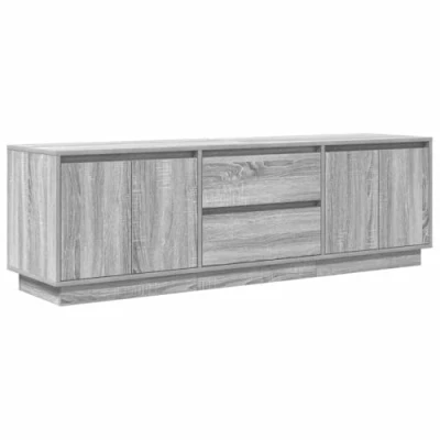 Image of vidaXL TV Stand with LED Lights 160.5x41x50 cm Grey Sonoma Engineered Wood Media Console for Living Room