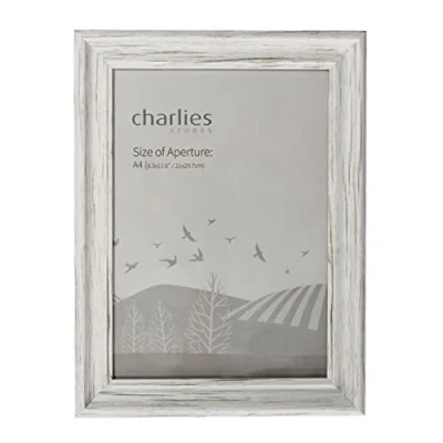 Image of Charlies White Wash Effect Picture Frame A4