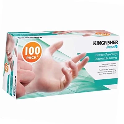 Image of Kingfisher kgv6 powder free vinyl disposable gloves, medium, 100 pieces