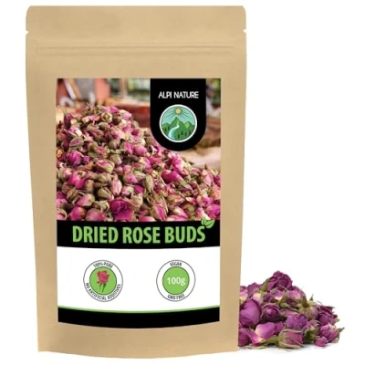 Image of Rose Buds Dried, Rosebuds Infusion (100g, 3.5 oz), Tea, Dried Petals, 100% Pure and Natural