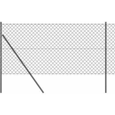 Image of vidaXL Chain Link Fence with 7 Posts 1x10 m Galvanised Steel Grey