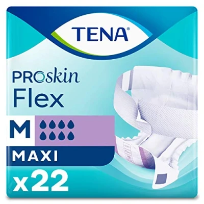 Image of TENA ProSkin Flex Maxi Size Medium 8 Drops High Absorbency All in one Slips 3 Pack of 22