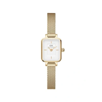Image of Daniel Wellington Quadro Mini women&#039;s watch golden white background DW00100725 316L steel