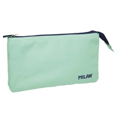 Image of Milan 1918 Collection School Bag with 3 Zippers and 5 Compartments Green 215 x 35 125 mm