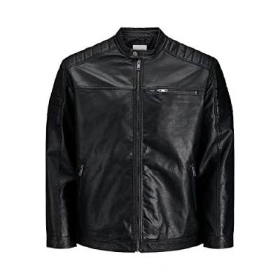 Image of Jack &amp; Jones Jcorocky Jacket Faux leather jacket, Men&#039;s, Size: 4XL, Black