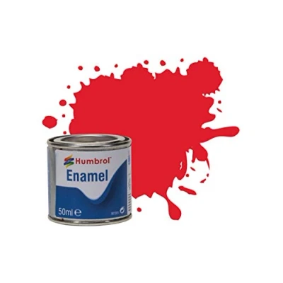 Image of Humbrol Model Paint AQ0019 No 19 Bright Red Gloss Tinlet 2 (50ml), Enamel Paints for Models, Plastic, Metal, Wood, Glass, Ceramics and More, Touch Up Hobby Craft Kits