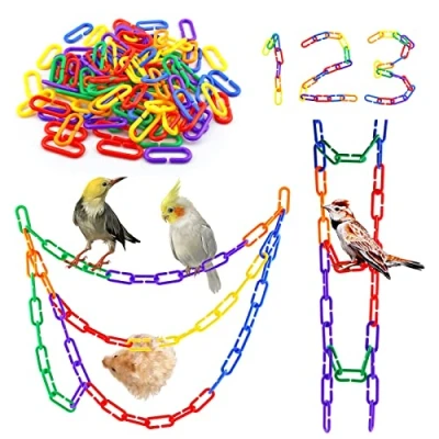 Image of JIALEEY 100 Piece Plastic C Clips Hooks Chain Links Rainbow Children&#039;s Learning Toys Small Pet Rat Parrot Bird Toy Cage