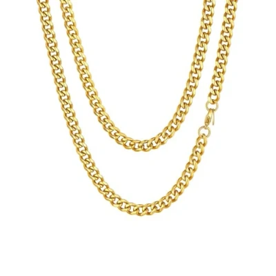 Image of Men and Womens Gold Chain 6mm, 26 inch 18k Plated Chains Necklace, Stainless Steel Hip Hop Curb Jewellery 66cm