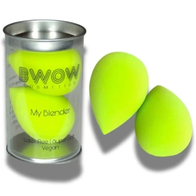 Image of Makeup Sponge 2pcs Premium Applicators Latex Free &amp; Hypoallergenic for Flawless Foundation, Concealer Powders. Super Soft, High Density, Versatile Use Both Damp or Dry in Cool Lime