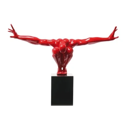 Image of Kare Design Deco Object Athlete, Red, Sculpture with Engineered Marble Base, Decorative Home Accessories, Room Decor, Handmade, Decor for Living Room, Bedroom, Hallway, 29x43x15cm (H/W/D)
