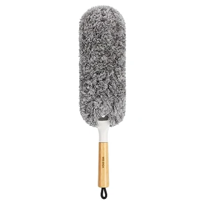 Image of MR.SIGA Lint Free Microfiber Duster, Washable and Reusable Duster with Bamboo Handle Replaceable Head, for Household Cleaning