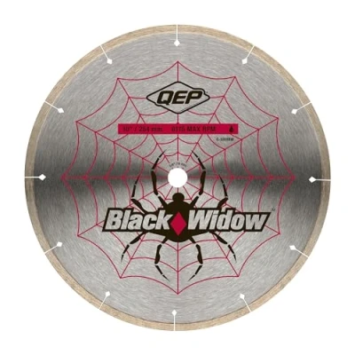 Image of QEP 10&quot; Black Widow Premium Grade, Thin Rim Diamond Blade for Wet Cutting of Porcelain, Ceramic, Granite and Marble Tile