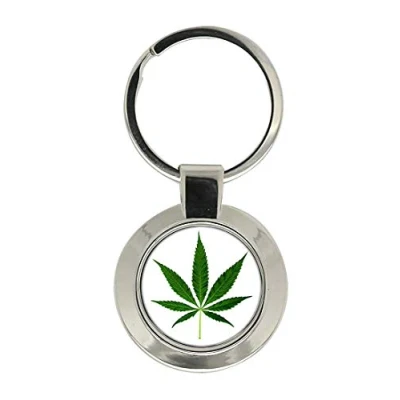 Image of Marijuana Cannabis Leaf Key Ring