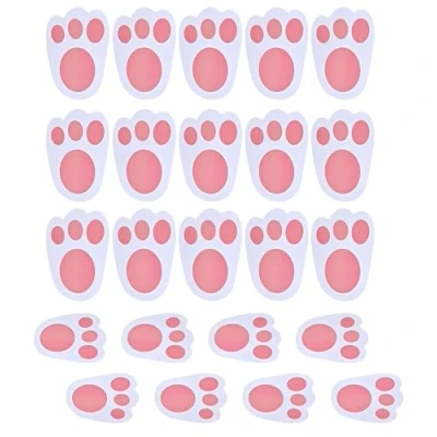 Image of 15PCs Large Bunny Footprints, Easter Feet, Egg Hunt Paw Prints, Rabbit Feet for Kids Party Games, Crafts Game, Size: 20cm