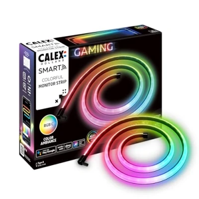 Image of Calex Gaming Strip Light for Monitor, Razer Chroma Compatible, Smart Home, RGBIC Synchronization PC, 110cm