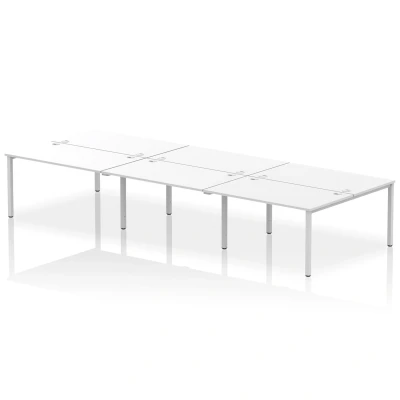 Image of Impulse Bench B2B 6 Person 1400 Silver Frame Office Desk White