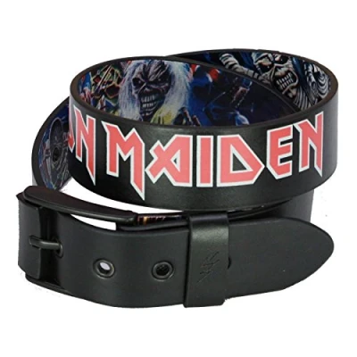 Image of Lowlife Iron Maiden Cover Stud Leather Belt in Black