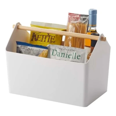 Image of Yamazaki Tool Box, Polypropylene/Wood, White, One Size