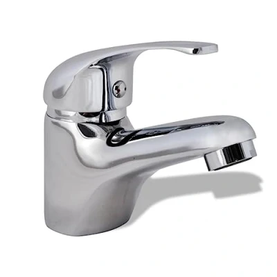 Image of vidaXL Basin Mixer Tap Chrome, Replacement Kitchen and Bathroom Sink Faucet, Durable Zinc Alloy Construction with Ceramic Disc Cartridge, Easy to Install Clean