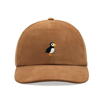 Image of Puffin Corduroy Baseball Cap Vintage Unisex Dad Hat Adjustable Camel
