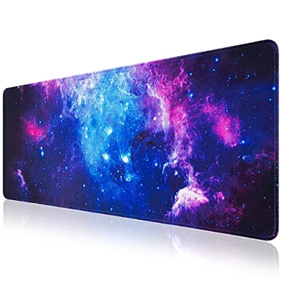 Image of Gaming Mouse Pad, Abetcabe Extended Pad XXL 800 x 300 1.8 mm,Computer Keyboard Mat Desk with Non Slip Rubber Base and Stitched Edge for Home Office Work (Blue Galaxy, XL)