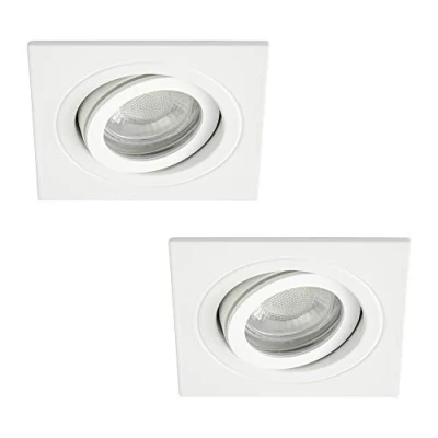 Image of LITECRAFT IP65 Rated Tiltable Square Recessed Spotlight Downlighter (White, Pack of 2)