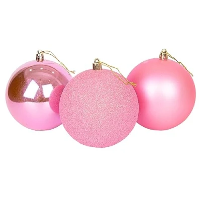 Image of 10cm/3Pcs Christmas Baubles Shatterproof Pale Pink, Tree Decorations Ball Ornaments Balls Xmas Hanging Holiday Decor Shiny,Matte,Glitter