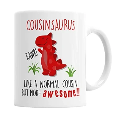 Image of Cousinsaurus Mug Cousin Dinosaur Cup for Fathers Day Birthday Christmas Funny Present