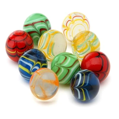Image of ARSUK Large Glass Marbles Handmade 10pcs/25mm Round Multi Color, Sports Toys Indoor and Outdoor, Flowerish Style Glow in the Dark Doted Style, (10pcs Marbles)