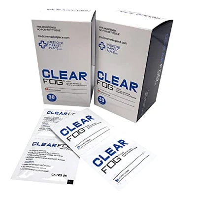 Image of Clear Fog Anti Wipes, Prevent Steamed Up Glasses, Glasses Cleaning, Wipes Lasts 24hrs, Lens Cleaning 2 Pack of 30 (60 Wipes)