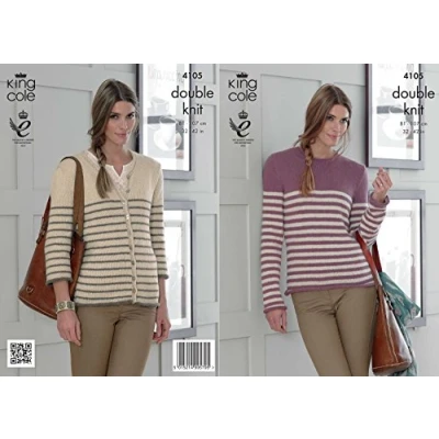 Image of King Cole 4105 Knitting Pattern Sweater and Cardigan to Knit in Baby Alpaca DK