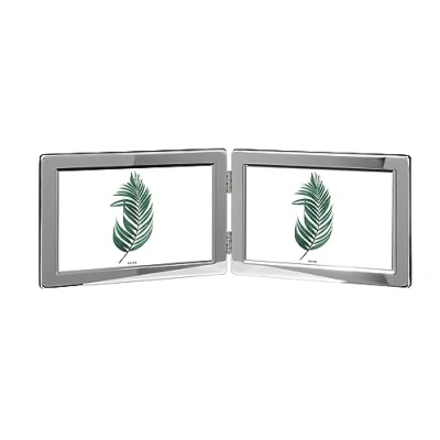 Image of Inov8 Framing Tarnish Resistant Silver Plated Picture Frame Narrow Edge Double Landscape Design for Two Photos 4x6 Inch (10x15cm)