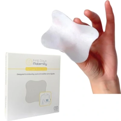 Image of First Days Maternity Hydrogel Breast Pads Instant Cooling Relief for Cracked Sore Nipples Nursing with Soft Fabric Backing, Lasts up to 24hrs Great Breastfeeding Essentials (Pack of 10)