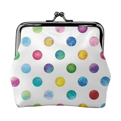 Image of Blue Polka Dot Pattern Coin Purse Kiss Lock Pu Leather Mini Pouch Wallet Change Bag for Women Girls Kids